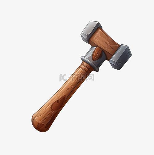 金属锤子工具免扣元素装饰素材 工业风设计中的力量符号